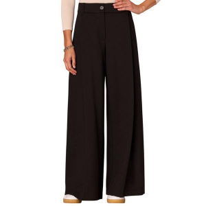 Women's Democracy "Ab"solution Skyrise Welt Pocket Pleated Wide Leg Dress Pants 12 Black