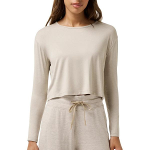 Women's TravisMathew Skyloft Light Celestia Long Sleeve Shirt XLarge Heather Savannah Tan