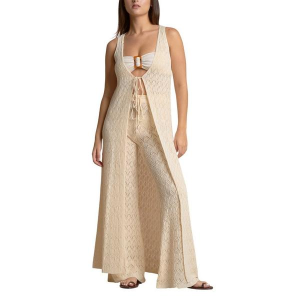 Women's Aura Mia Crochet Maxi Tank Swim Cover Up Small Natural