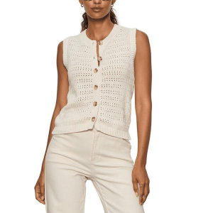 Women's Sanctuary Sweater Vest Pointelle Shell Large Vintage Ivory