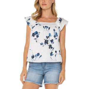 Women's Liverpool Los Angeles Eyelet Detail Blouse Small Indigo Rose