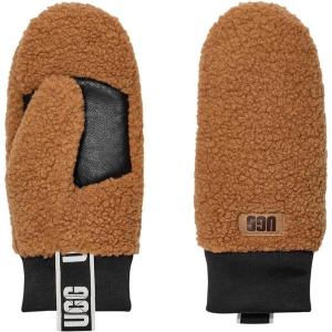 Women's UGG UGGfluff With Logo Tape Mittens L/XL Chestnut