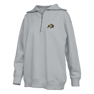 Colorado Buffaloes Pressbox Women's Thelma 1/4 Zip XLarge Grey Heather