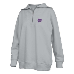 Kansas State Wildcats Pressbox Women's Thelma 1/4 Zip Medium Grey Heather
