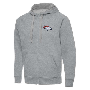Denver Broncos Antigua Victory Hooded Full Zip Small Grey Heather