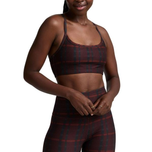 Women's Beyond Yoga Softmark Slim Racerback Sports Bra Medium Dark Cherry Preppy Plaid