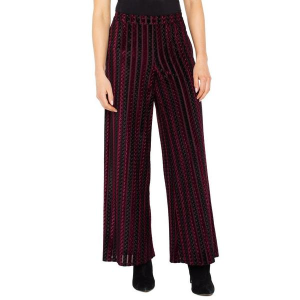 Women's Liverpool Los Angeles Pull On Knit Pants Medium Black/Burgundy Stripe