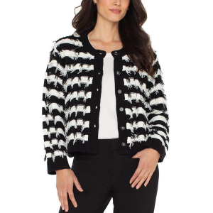 Women's Liverpool Los Angeles Cardigan Fringe Stripe XLarge Black White Fringe Stripe
