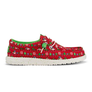 Men's HEYDUDE Wally Holiday Sweater Loafers Regular 8 Red