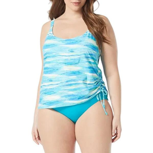Women's Beach House Bridget Shirred Side Underwire Swim Tankini Plus 20W Maui Haze