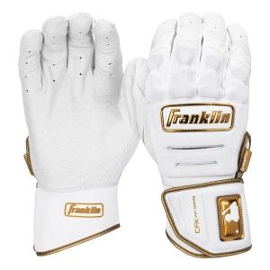 Men's Franklin CFX PRT Series Baseball Batting Gloves White/Gold Medium