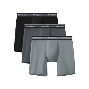 Men's Tommy John Comfort Micro Mid-Length Boxer Briefs Underwear 3 Pack XLarge Black/Turbulence/Monument