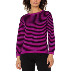 Women's Liverpool Los Angeles Pullover Sweater Boxy Stripe Small Fuschia Spacedye Stripe