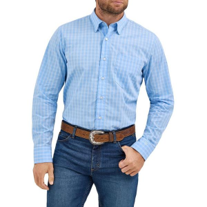 Men's Wrangler X Cody Johnson Western Long Sleeve Button Up Shirt Large French Blue