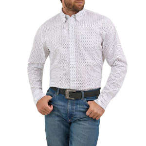 Men's Wrangler X Cody Johnson Western Long Sleeve Button Up Shirt 2XLarge White/Grey