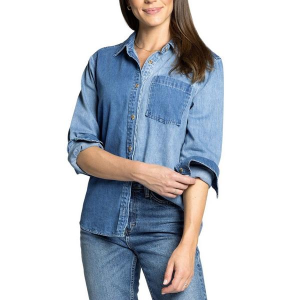 Women's Thread & Supply Nicole Long Sleeve Button Up Shirt Large Dark Denim Mix