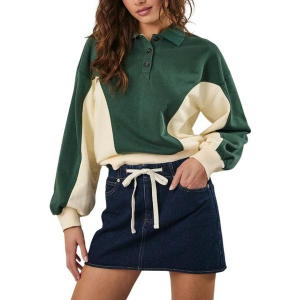Women's SUNDAY EDITION Long Sleeve Polo Medium Hunt Green