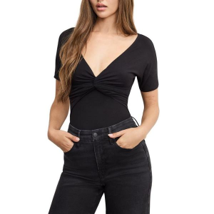 Women's GOOD AMERICAN Jersey Twist Front Bodysuit Small Black