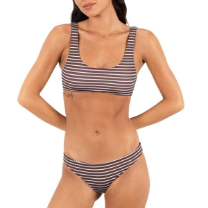 Women's Hurley Reversible Katazome Pull On Swim Bikini Top Contemporary Large Chocolate