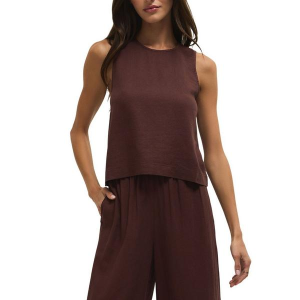Women's Z Supply Sloane Linen Crew Neck Tank Top XSmall Chocolate Cherry