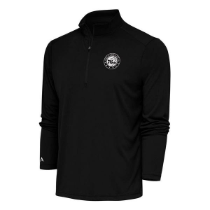 Philadelphia 76ers Chest Logo Tribute Antigua Long Sleeve 1/4 Zip 3XLarge Black