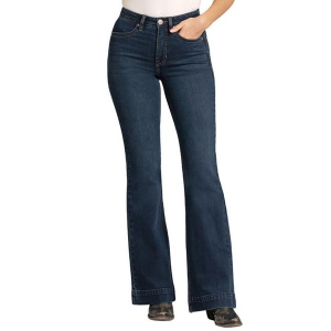 Women's Rock & Roll Denim Trouser Slim Fit Bootcut Jeans Dark Wash 27 32