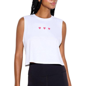 Women's Spiritual Gangster 3 Of Hearts Spirit Crop Crew Neck Tank Top XLarge White
