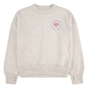 Girls' abercrombie kids Sport Logo Crewneck Sweatshirt 7/8 Oatmeal