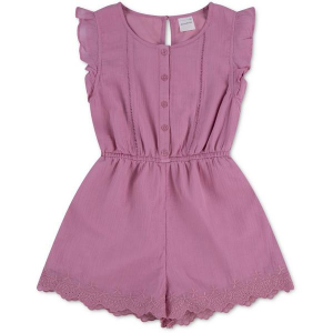 Girls' abercrombie kids Flutter Sleeve Eyelet Romper 15/16 Rose