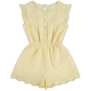 Girls' abercrombie kids Flutter Sleeve Eyelet Romper 7/8 Anise