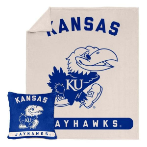 Logo Brands Kansas Jayhawks Luxe Blanket & Pillow Set