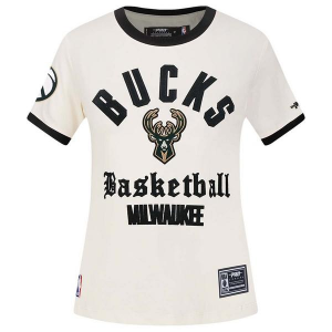 Women's Milwaukee Bucks Ringer Pro Standard T-Shirt Medium Egg