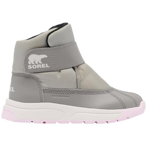 Kids' SOREL Whitney(TM) III Strap Mid Waterproof Duck Boots Outdoor Little 12Y Dove/Pink Dawn