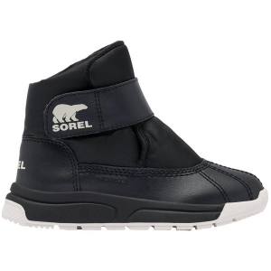 Kids' SOREL Whitney(TM) III Strap Mid Waterproof Duck Boots Outdoor Little 12Y Black/Sea Salt