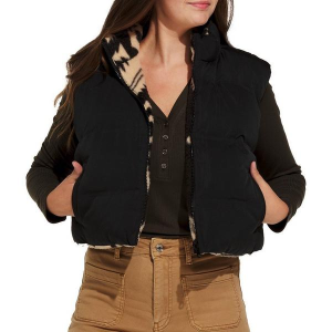 Women's Thread & Supply Issey Reversible Crop Vest Medium Cream Black Aztec
