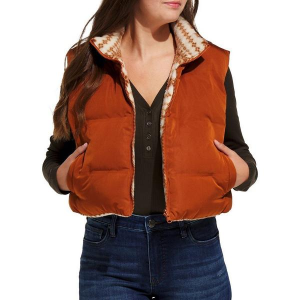 Women's Thread & Supply Issey Reversible Crop Vest XLarge Brown Cream Aztec