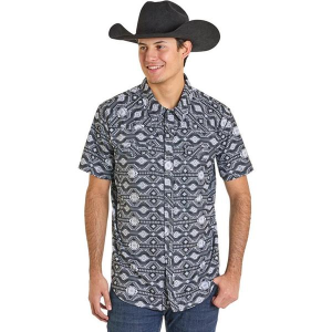 Men's Rock & Roll Denim TEK Aztec Western Button Up Shirt XLarge Black