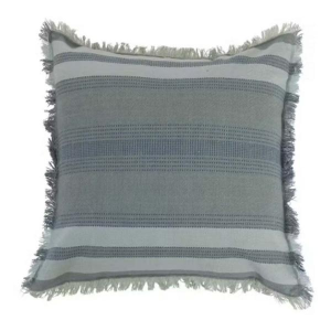 Creative Co-Op 18" Woven Cotton Pillow & Eyelash Fringe