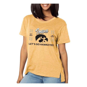 Iowa Hawkeyes Chicka-D Women's Frat Boy T-Shirt Small Gold