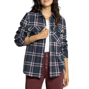 Women's Thread & Supply Cassian Long Sleeve Shacket Small Black Red Plaid