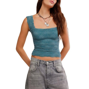 Women's Free People Love Letter Square Neck Tank Top XS/S Still Sea