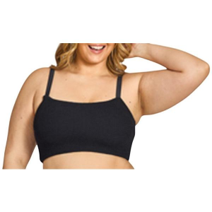 Women's Cyn And Luca Casey Pucker Swim Bikini Top Plus 2X Black