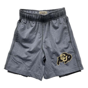 Colorado Buffaloes Wes and Willy 2 in 1 Kids' Shorts Large Heather Grey