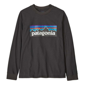 Kids' Patagonia P-6 Logo Long Sleeve T-Shirt Large Ink Black