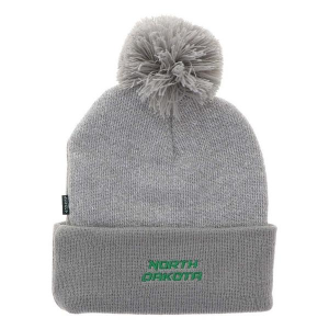 North Dakota Fighting Hawks Legacy Athletic Pom Cuff Kids' Beanie One Size Grey Heather