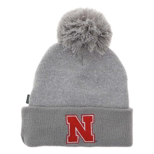 Nebraska Cornhuskers Legacy Athletic Pom Cuff Kids' Beanie One Size Grey Heather