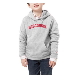 Wisconsin Badgers League Collegiate Kids Hoodie Medium Grey Heather