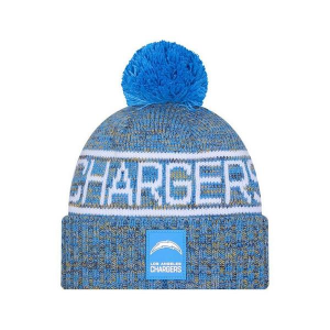 Los Angeles Chargers New Era 2025 Sideline Pom Beanie Blue