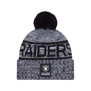 Las Vegas Raiders New Era 2025 Sideline Pom Beanie Black