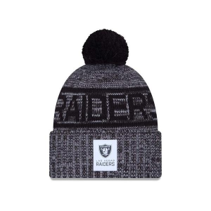 Las Vegas Raiders New Era 2025 Sideline Alternate Pom Beanie One Size Black